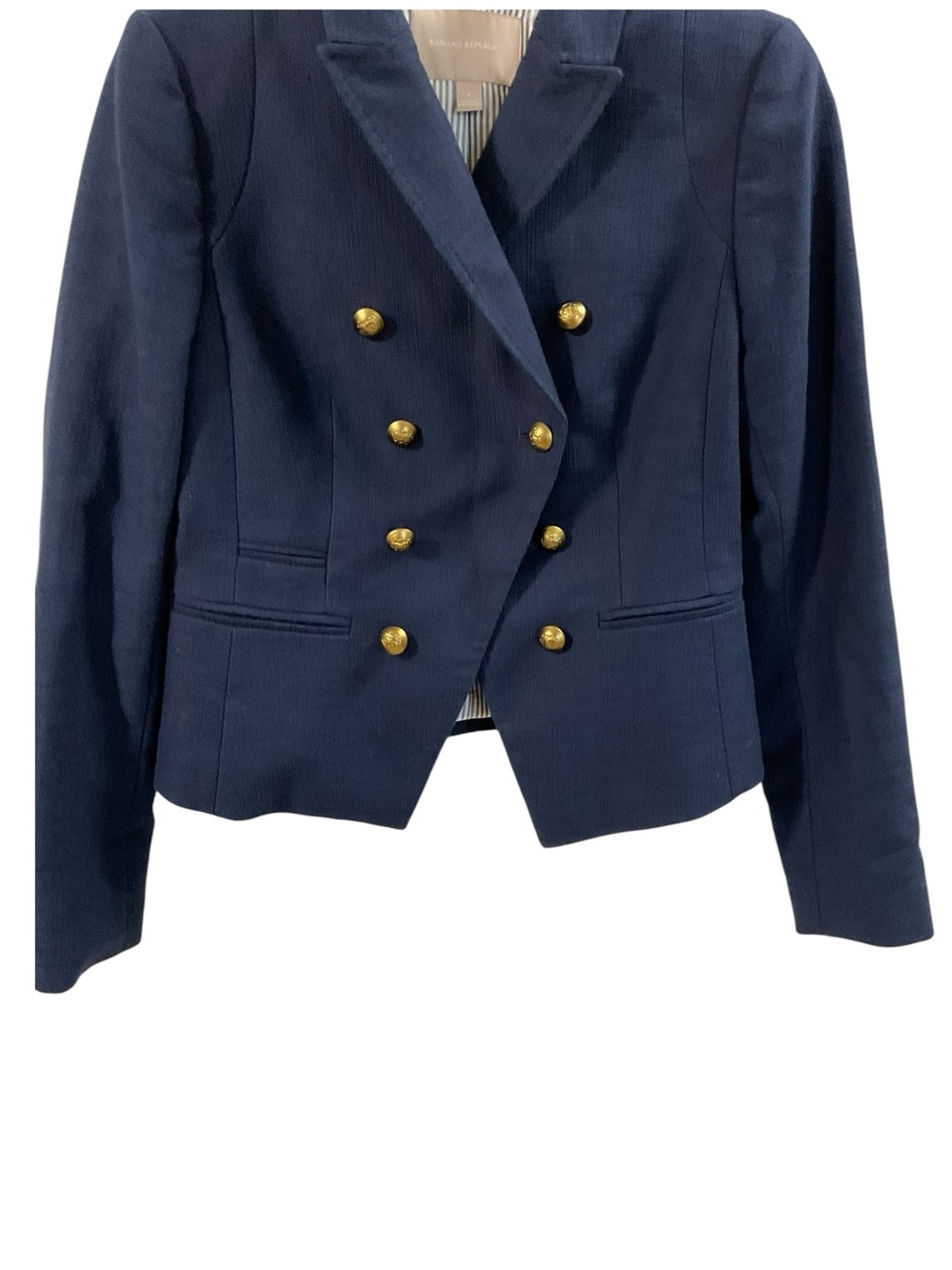 Banana Republic Military Cut Away Sailor Blazer Double Breasted Navy sz. 4 - Picture 6 of 16